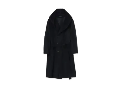 Yohji Yamamoto Pour Homme REGULATION W/CASHMERE BEAVER 4BUTTON SINGLE HOODED COAT "Navy"