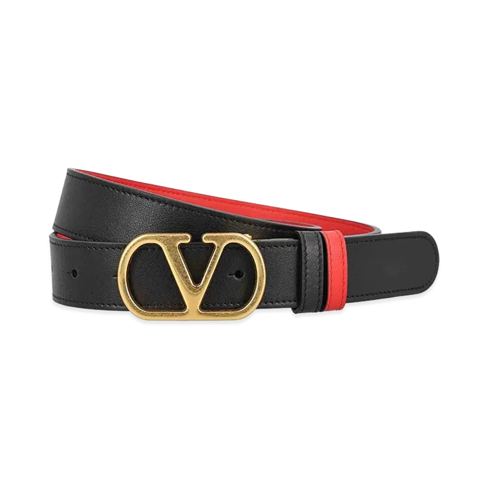 Valentino Women's Belt H 30 Reversibile V Logo Signature "Black"