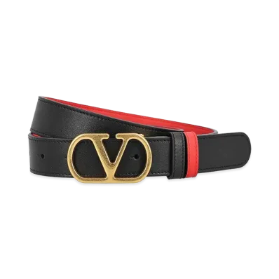 Valentino Women's Belt H 30 Reversibile V Logo Signature "Black"