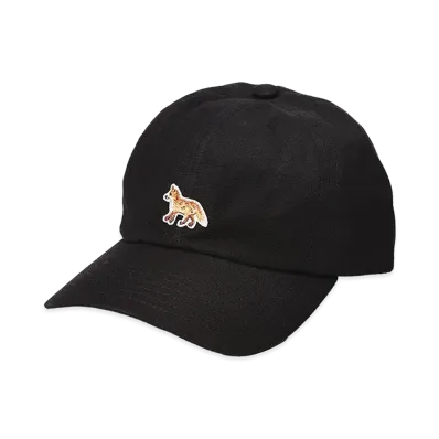 Maison Kitsune 100% Cotton Baby Fox Embroidery 6-Panel Baseball Cap "Black"