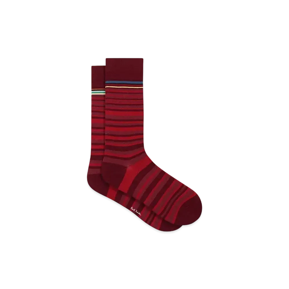 Paul Smith Shadow Stripe Socks "DarkRed"
