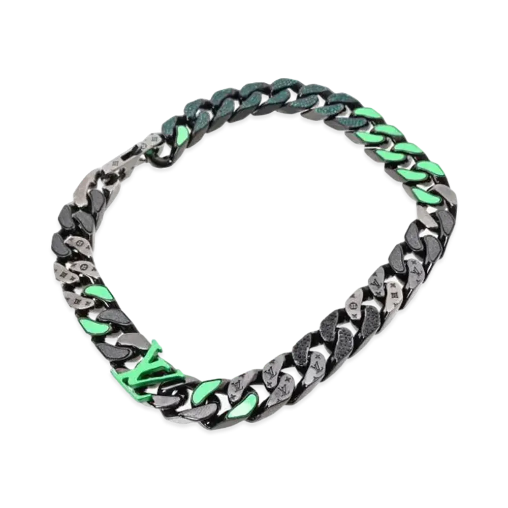 Louis Vuitton Chain Links Patches Necklace "Black/Green"