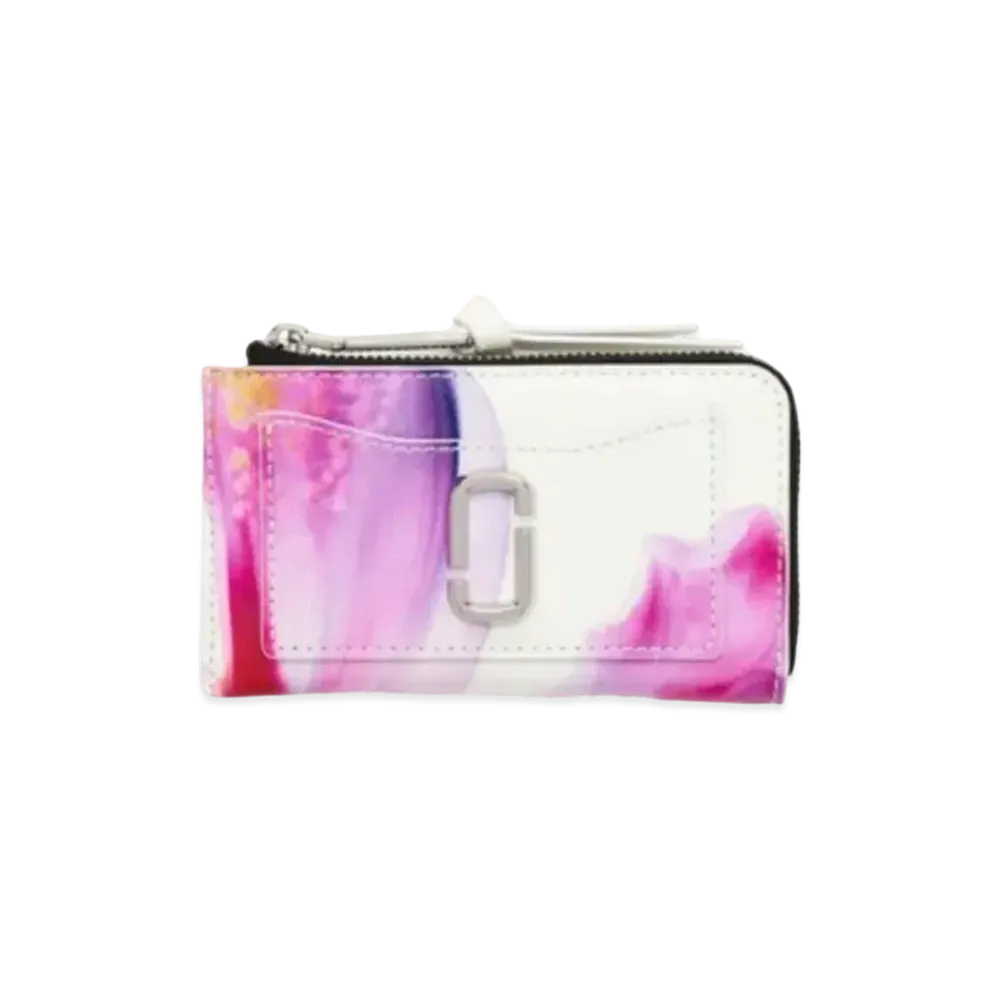 Marc Jacobs The Future Floral Leather Utility Top Zip Multi Wallet "White Multi"