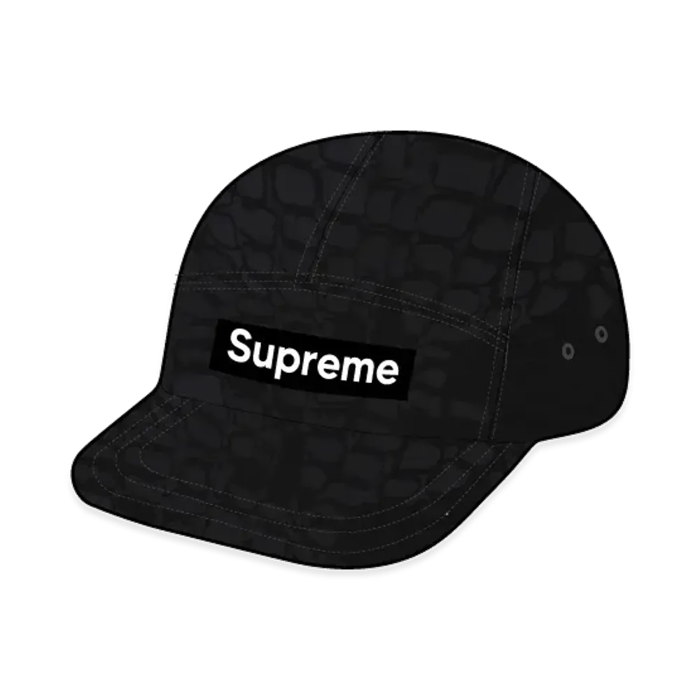 Supreme Frayed Croc Denim Camp Cap "Black"