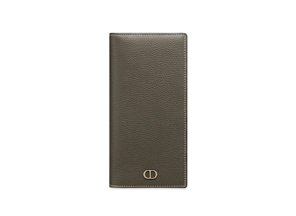 Dior Vertical Long Wallet CD Icon Grained Calfskin "Ebony"