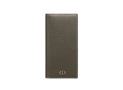 Dior Vertical Long Wallet CD Icon Grained Calfskin "Ebony"