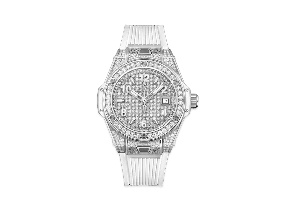 HUBLOT Big Bang One Click Steel White Full Pave 33mm