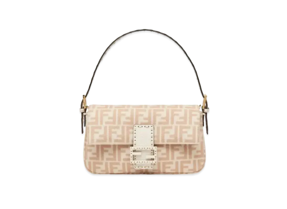 FENDI Baguette 1997 FF Wool Bag "Beige"