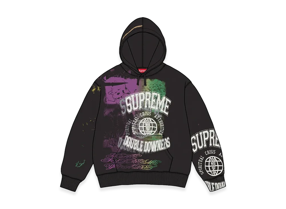 Supreme Overprint Hooded Sweatshirt "Black"