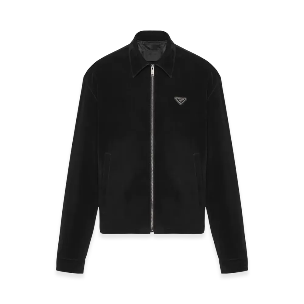 PRADA Velvet Denim Blouson Jacket "Black"