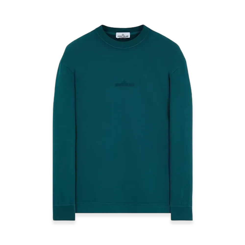 Stone Island 65477 Brushed Cotton Fleece Garment Dyed Crewneck Sweatshirt - 23FW "Dark Teal Green"