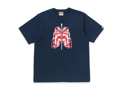 A BATHING APE Paisley Pattern Tiger Face Tee "Navy"