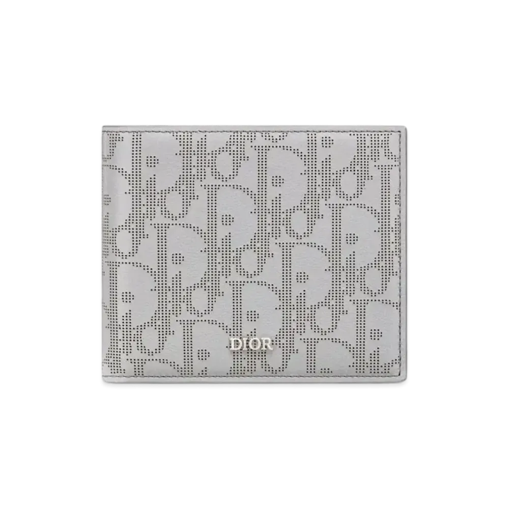 Dior Wallet Dior Oblique Galaxy Leather With Coin Case "Gray"