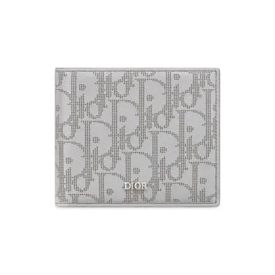 Dior Wallet Dior Oblique Galaxy Leather With Coin Case "Gray"