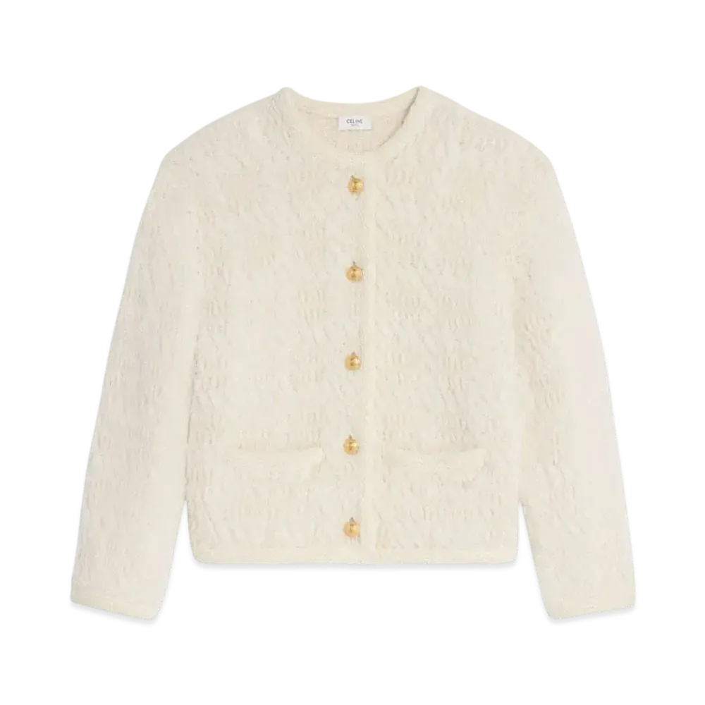 CELINE Women's Cardigan Jacket in Alpaca Wool "Off White"