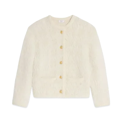 CELINE Women's Cardigan Jacket in Alpaca Wool "Off White"