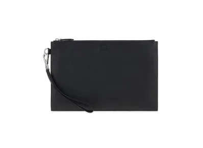 FENDI Flat Slim Clutch Leather Bag "Black"