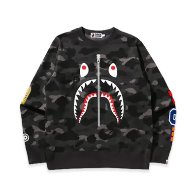 A BATHING APE Color Camo Shark Crewneck Sweatshirt "Black"