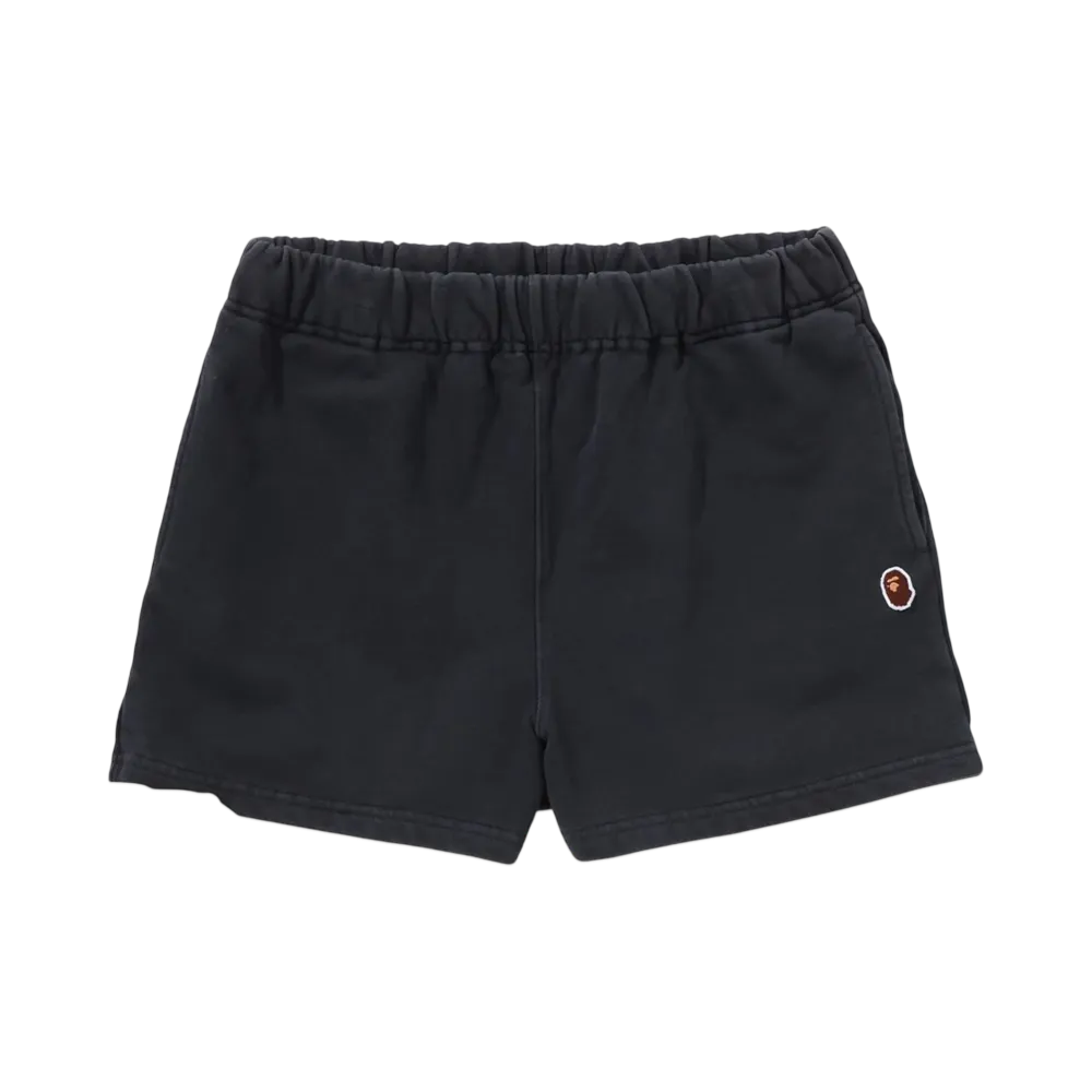 A BATHING APE Pigment Dyed One Point Sweat Shorts "Black"