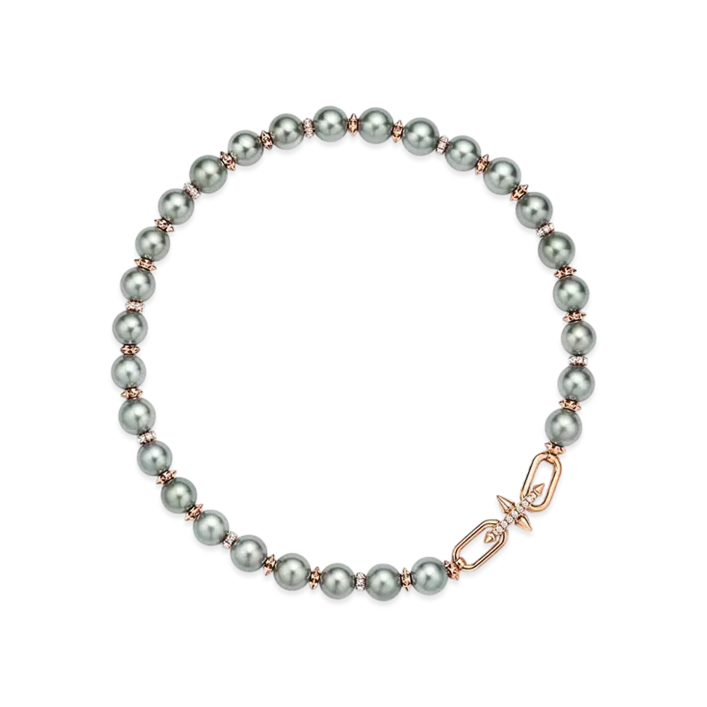 Tiffany & Co. Tiffany Titan By Pharrell Williams Tahitian Pearl Necklace with Pave Diamonds "Rose Gold"