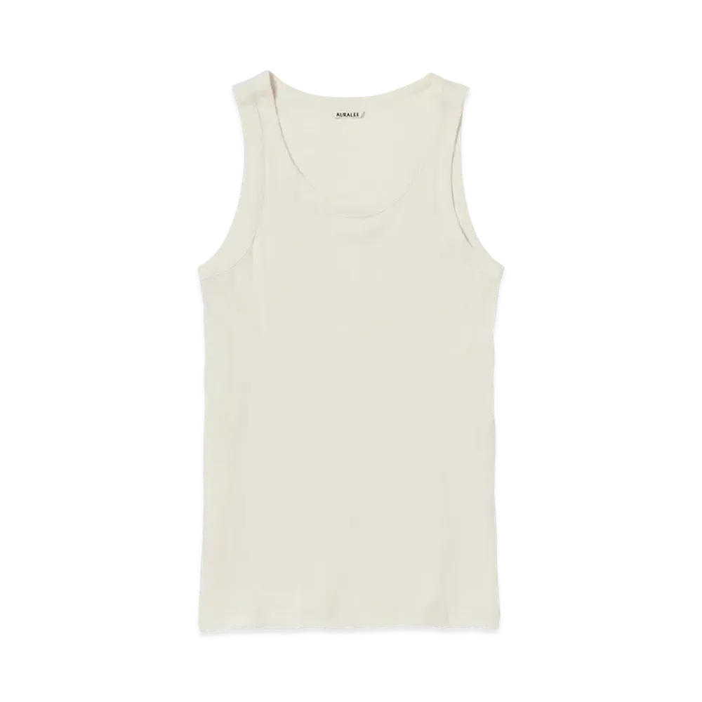 AURALEE Organic Soft Rib Tank Top "Ivory"