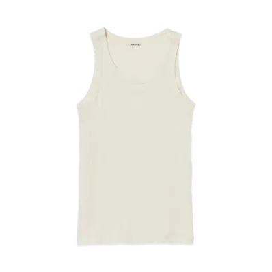 AURALEE Organic Soft Rib Tank Top "Ivory"