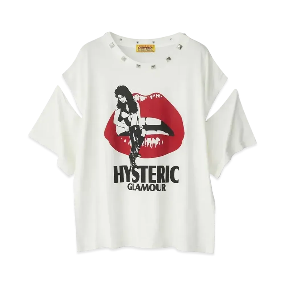 HYSTERIC GLAMOUR Hysteric Lips Girl Sitting Oversized T-Shirt "White"