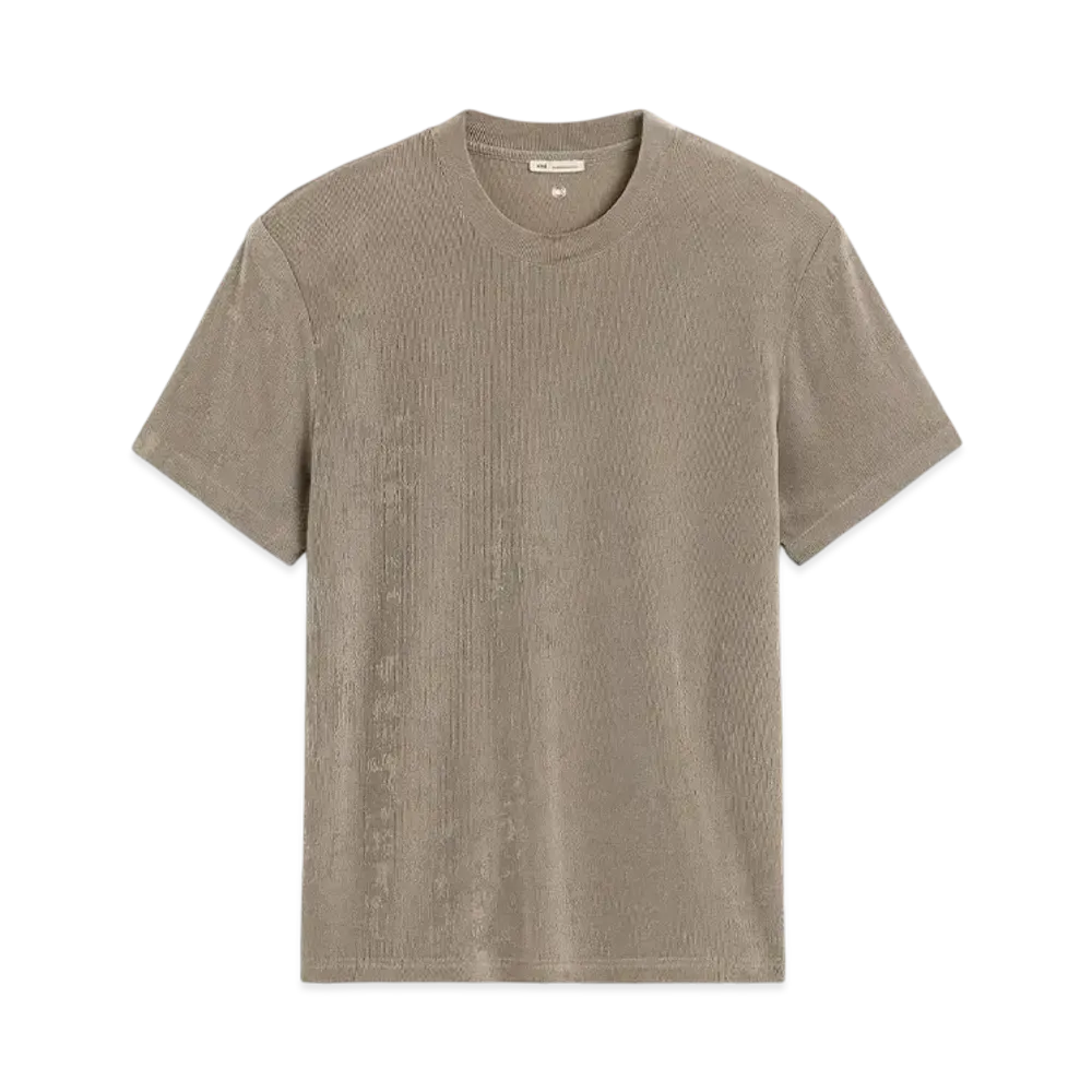 AMI PARIS Ribbed Jersey Short-Sleeve Tee "Cendre"