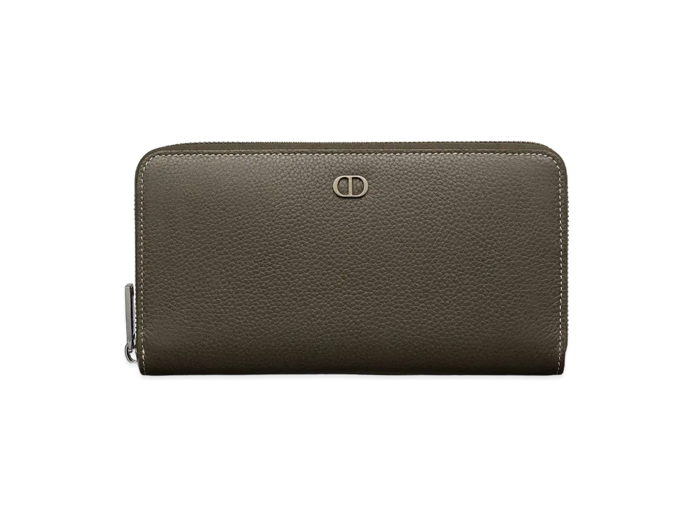 Dior Long Zip Wallet CD Icon Grained Calfskin "Ebony"