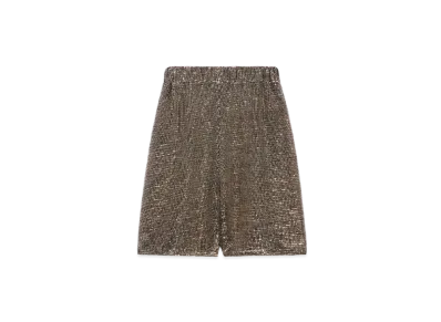 CELINE All-Over Sequined Tulle Shorts "Black/Gold"