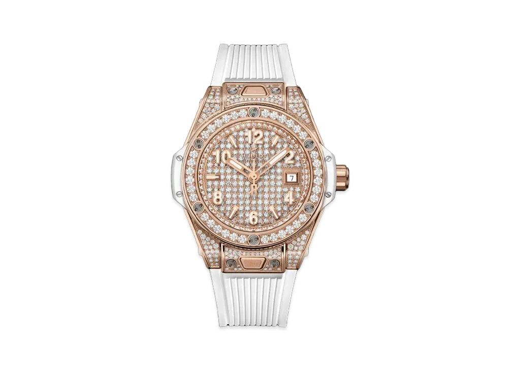 HUBLOT Big Bang One Click King Gold White Full Pave 33mm