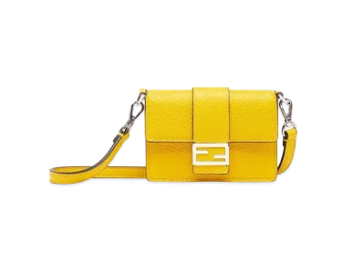 FENDI Micro Flat Baguette Leather Bag "Yellow"