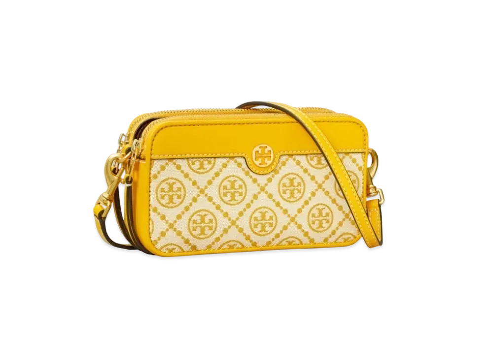 Tory Burch T Monogram Jacquard Double-Zip Mini Bag "Goldfinch"