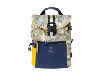 Chloe Sheltersuit & Chloe Backpack In Upcycled Printed Canvas & Calfskin Leather "Ocean"