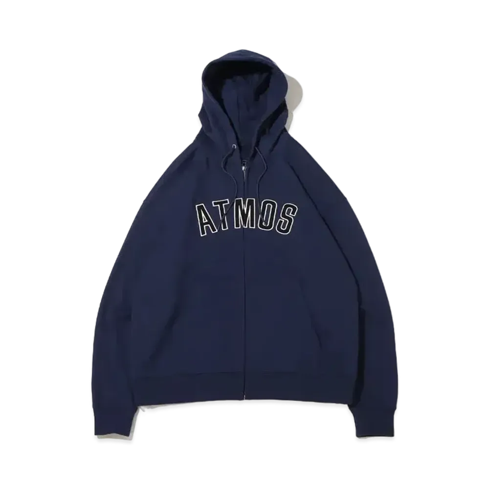 atmos Arch Logo Zip Up Hoodie "Navy"