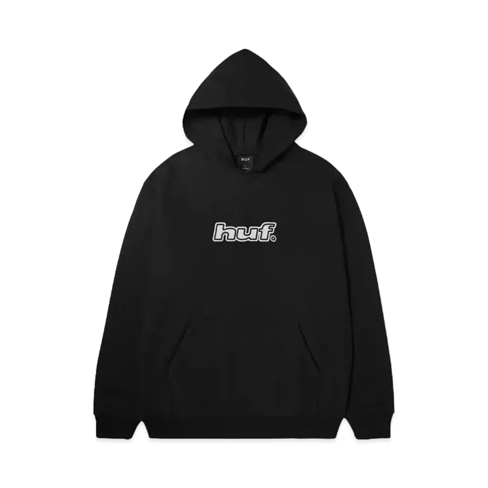 HUF Fall 24 Logo Applique Hooded Fleece "Black"