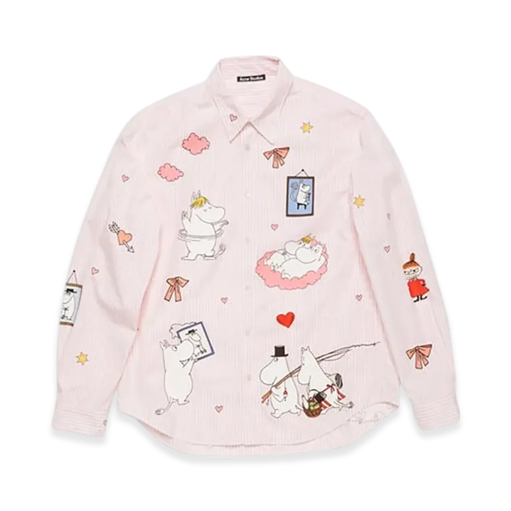 Acne Studios x Moomin button-up shirt "White/Pink"