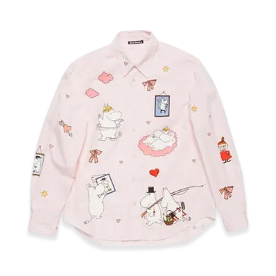 Acne Studios x Moomin button-up shirt "White/Pink"