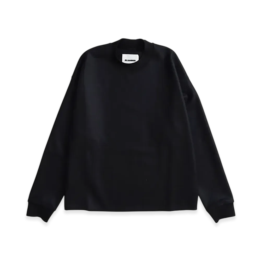 Jil Sander Wool Melton Pullover Sweatshirt "Black"