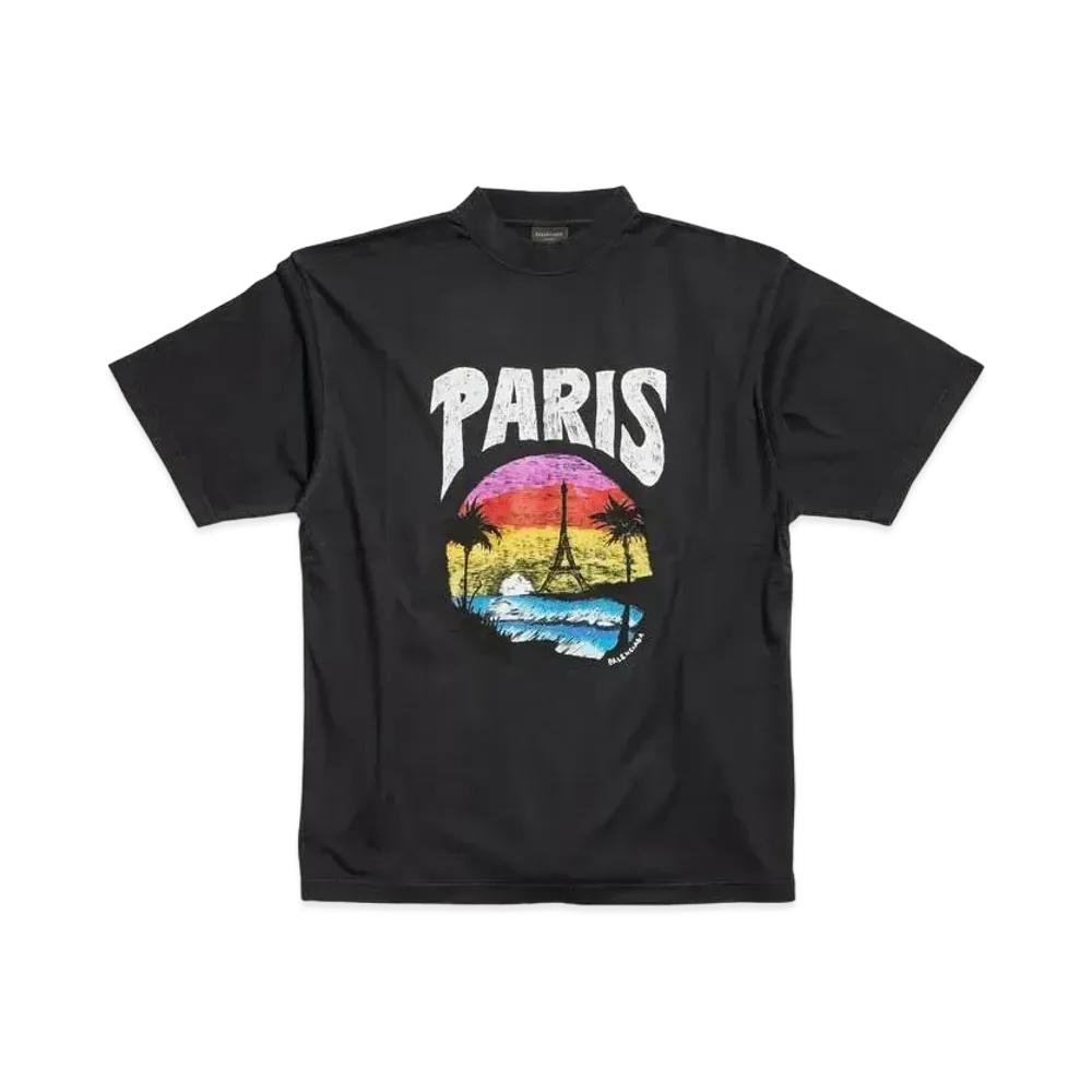 BALENCIAGA Paris Tropical T-Shirt Medium Fit "Black"