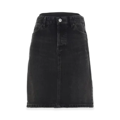 BALENCIAGA Women's Flatground A-Line Denim Skirt "Black"