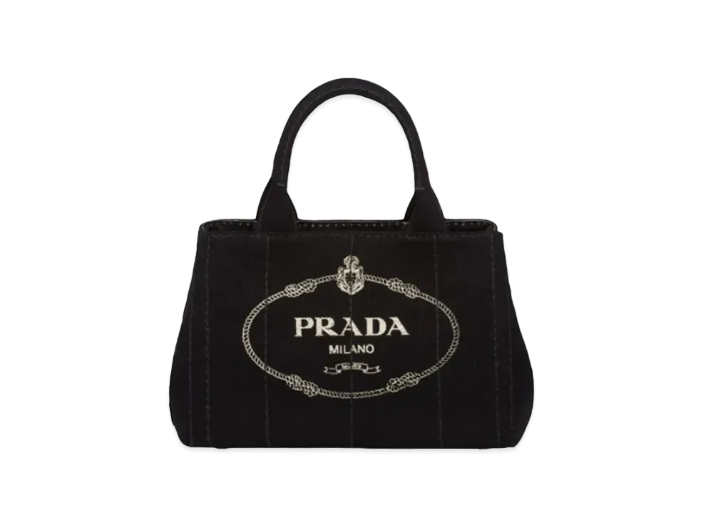 PRADA Canapa Fablic Handbag "Black/Off White"