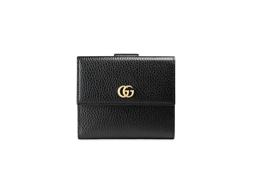 グッチ GGマーモント レザー フレンチフラップウォレット "ブラック" 456122 CAO0G 1000