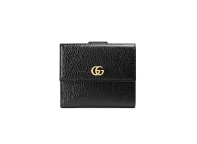GUCCI GG Marmont Leather French Flap Wallet "Black"
