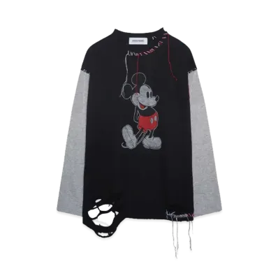 DISCOVERED < Mickey > Looping Damage Cutsewn Exclusive "BLACK / LIGHT GRAY"