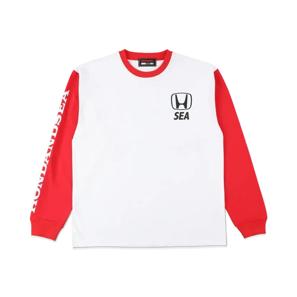 WIND AND SEA x HONDA -SEA- L/S T-SHIRT "White Red"