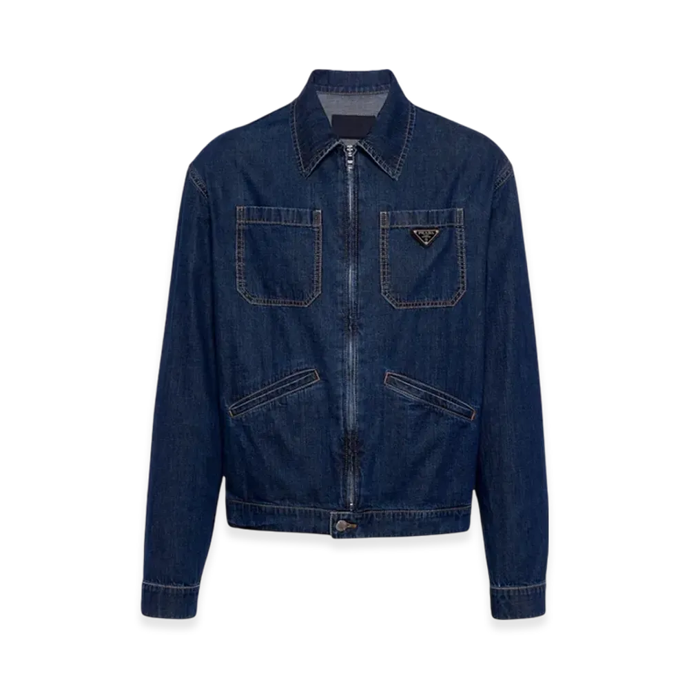 PRADA Light Denim Zipper Jacket "Navy"