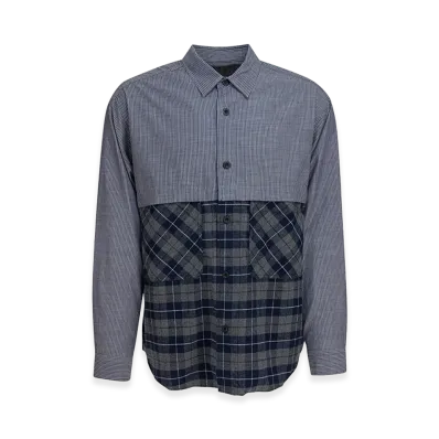 COMME des GARCONS HOMME Shirt With Cotton Inserts "Navy/Gray"