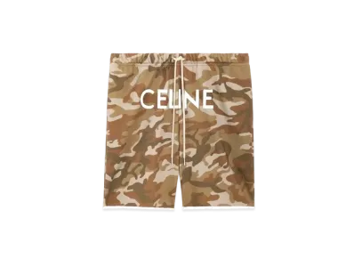 CELINE Loose Celine Shorts In Cotton Fleece "Wash Camo/White"