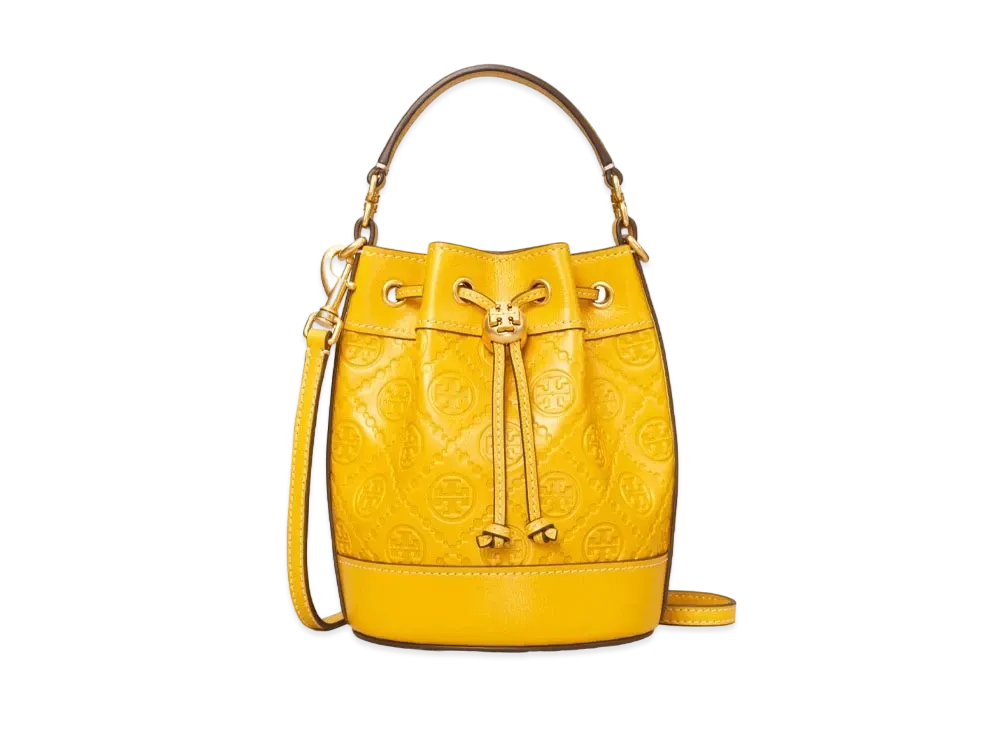 Tory Burch T Monogram Jacquard Mini Bucket Bag "Goldfinch"